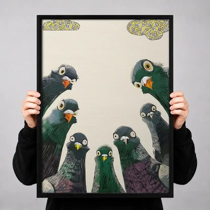 Curious Pigeon Crowd Wall Art 3