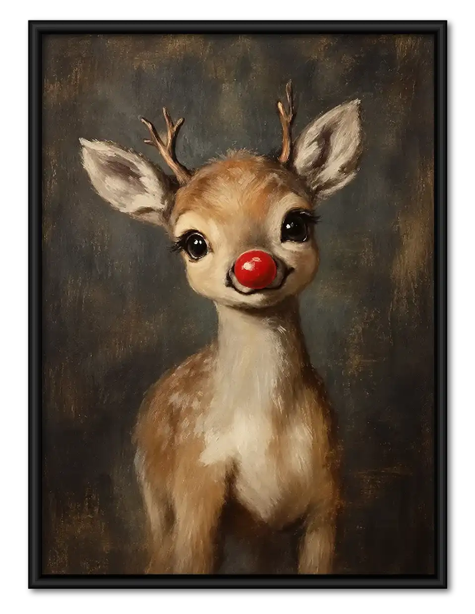 Cute Reindeer with Red Nose Wall Art 1