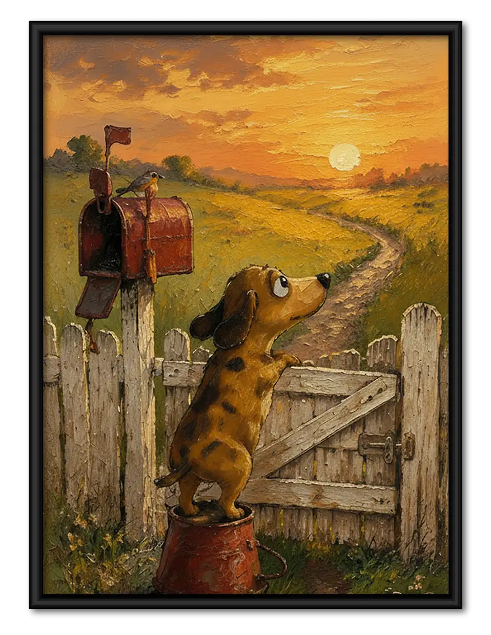 Dachshund at Country Garden Gate Wall Art 1