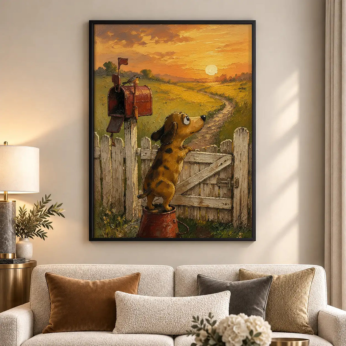 Dachshund at Country Garden Gate Wall Art 5