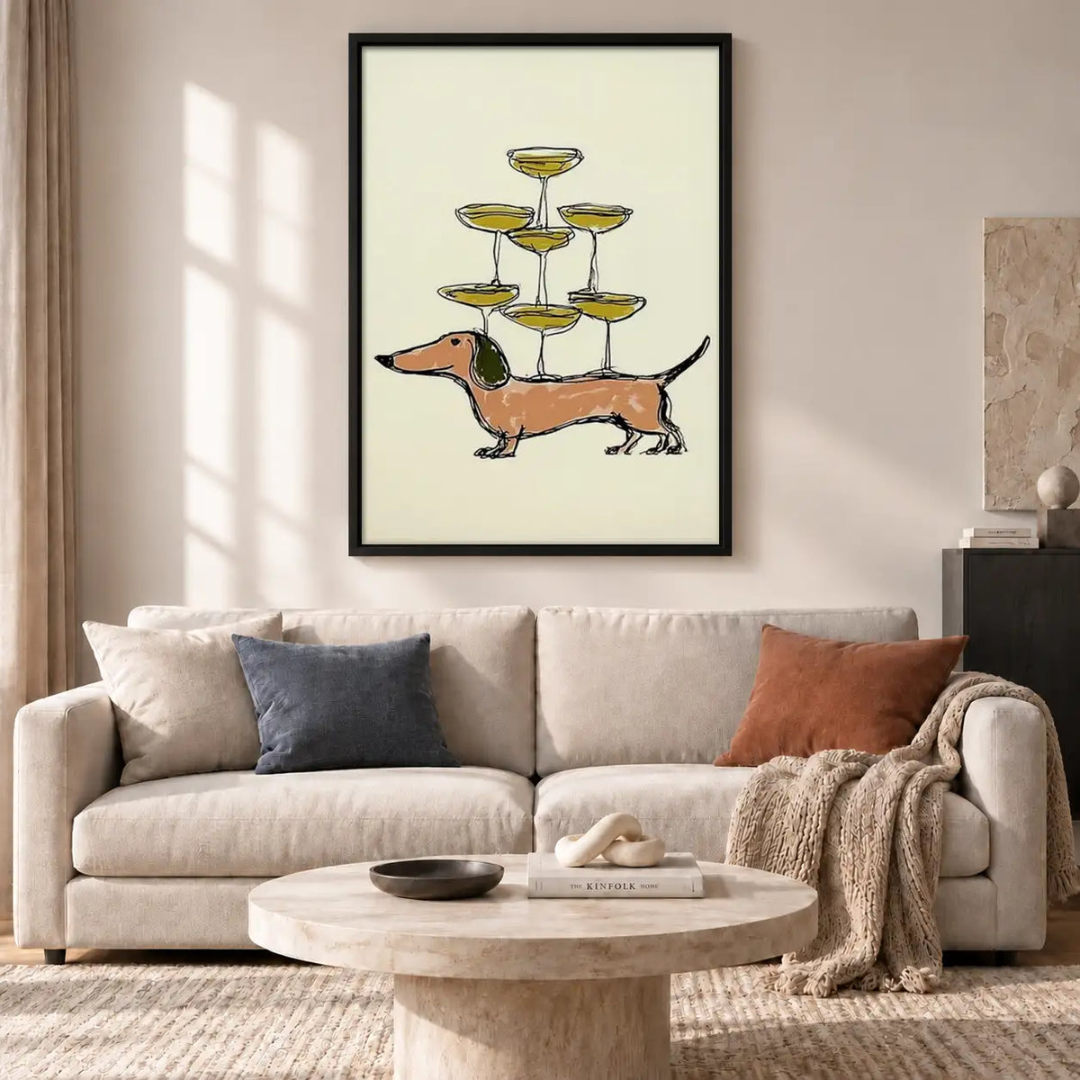 Dachshund Balancing Champagne Glasses Wall Art 2