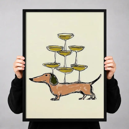 Dachshund Balancing Champagne Glasses Wall Art 3