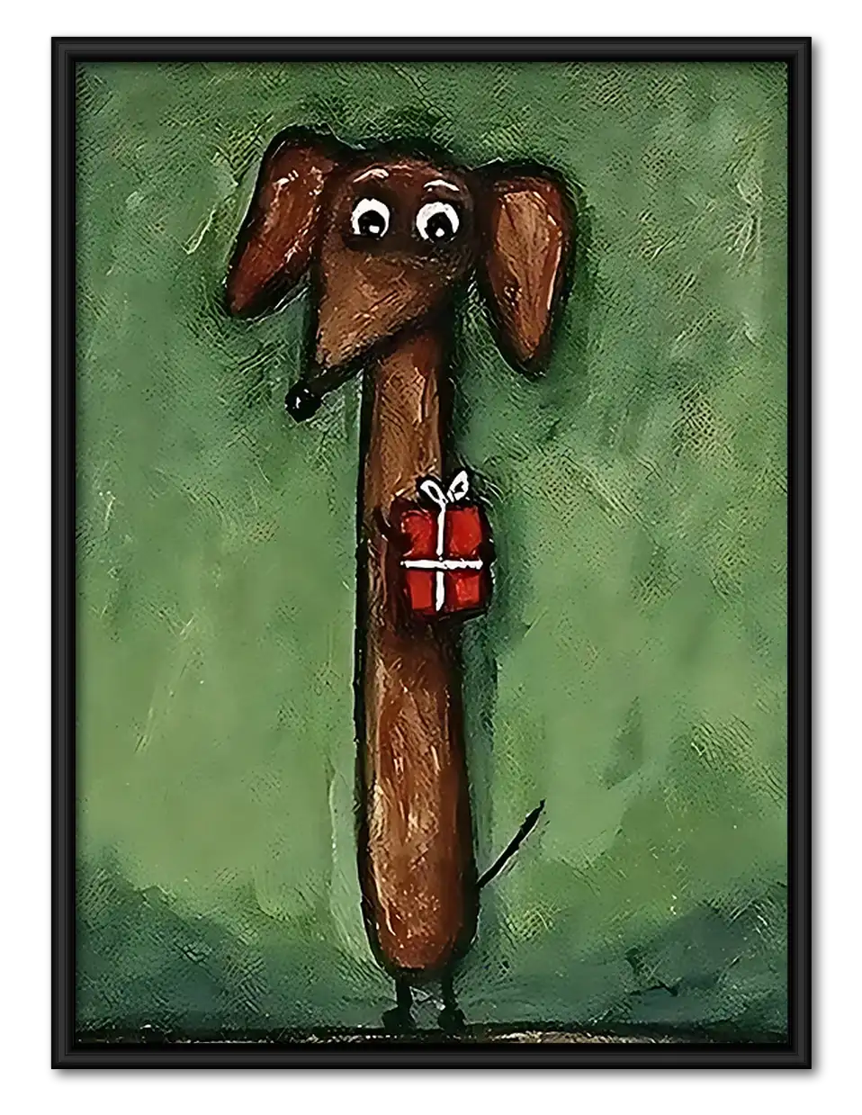 Dachshund Carrying a Gift Wall Art 1