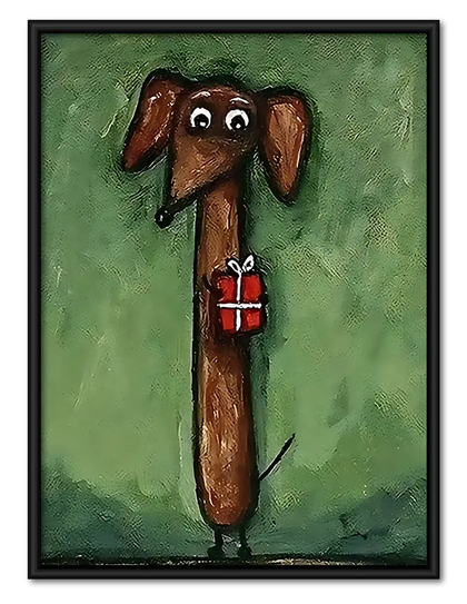 Dachshund Carrying a Gift Wall Art
