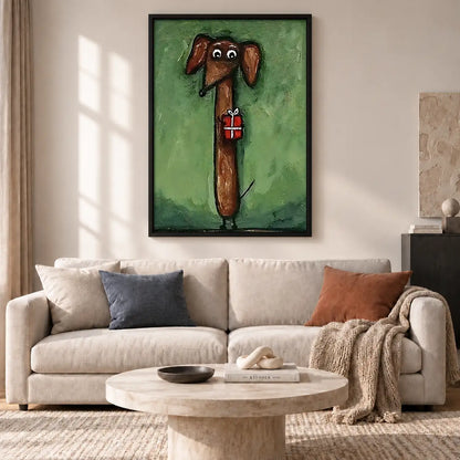 Dachshund Carrying a Gift Wall Art 2