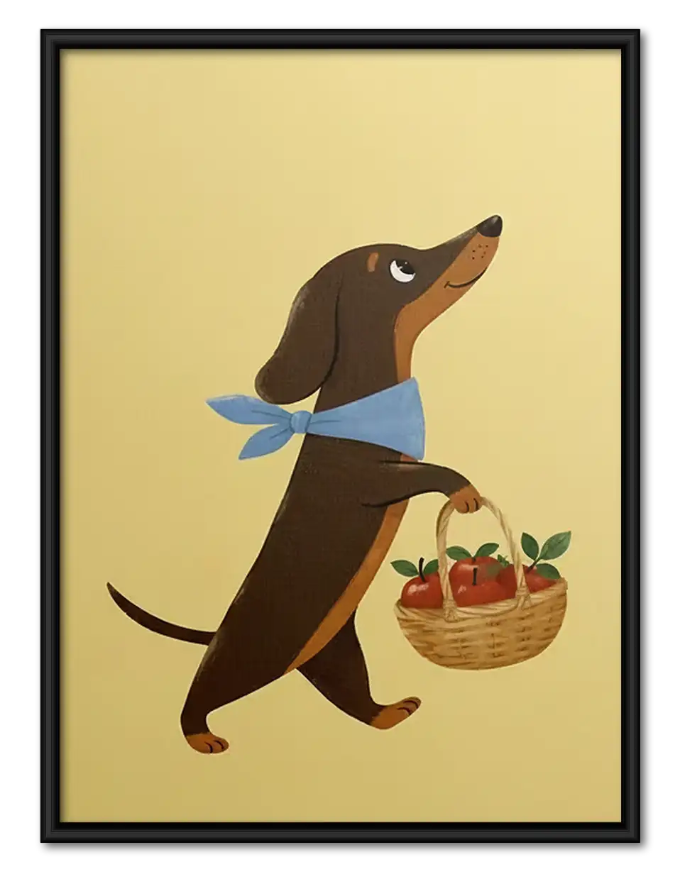 Dachshund Carrying Picnic Basket Wall Art 1