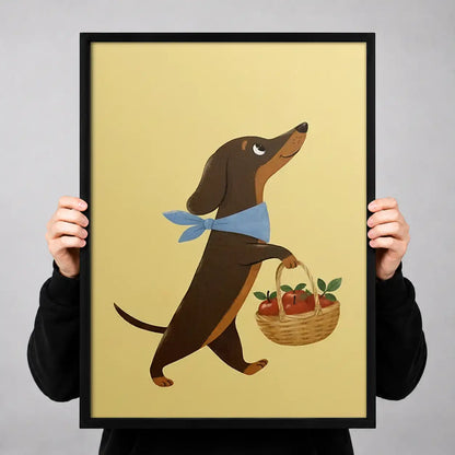 Dachshund Carrying Picnic Basket Wall Art 3