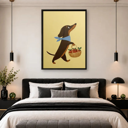 Dachshund Carrying Picnic Basket Wall Art 4