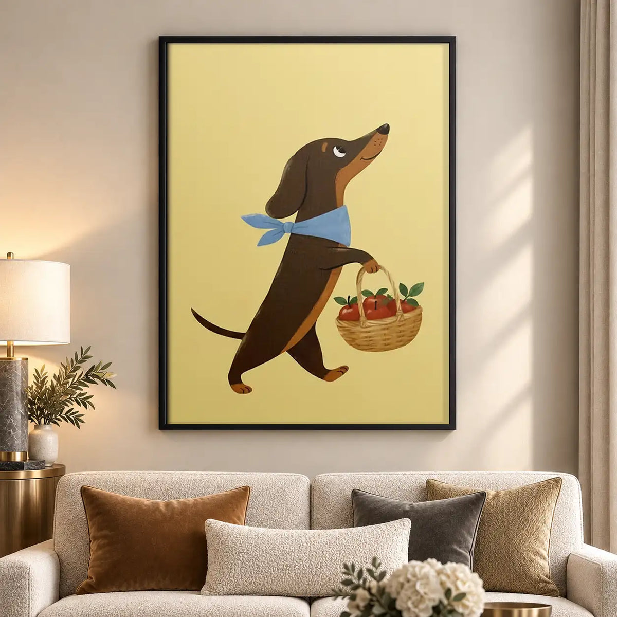 Dachshund Carrying Picnic Basket Wall Art 5