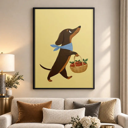 Dachshund Carrying Picnic Basket Wall Art 5