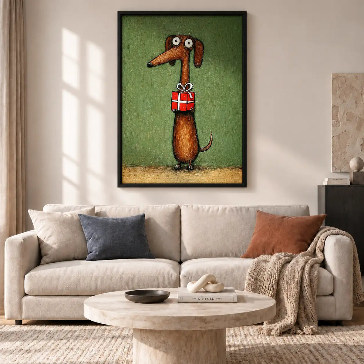 Dachshund Carrying Red Gift Wall Art 2