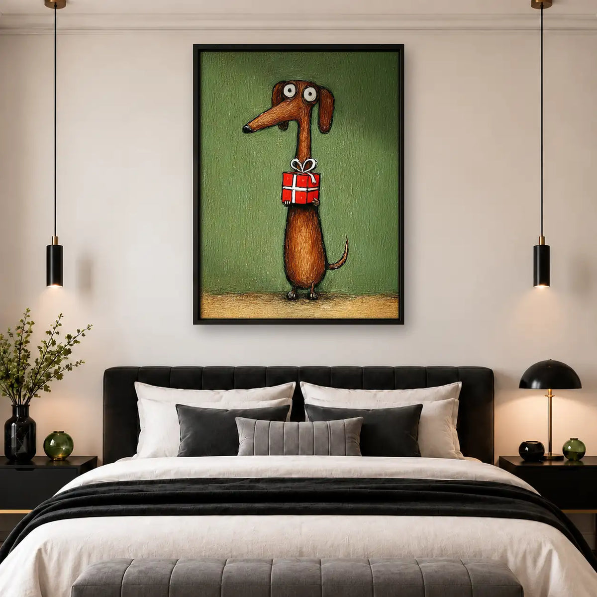Dachshund Carrying Red Gift Wall Art 4