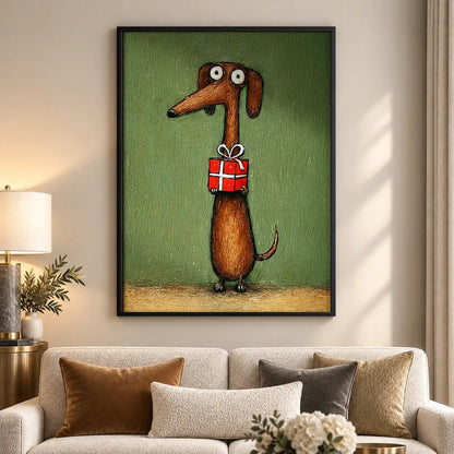 Dachshund Carrying Red Gift Wall Art 5