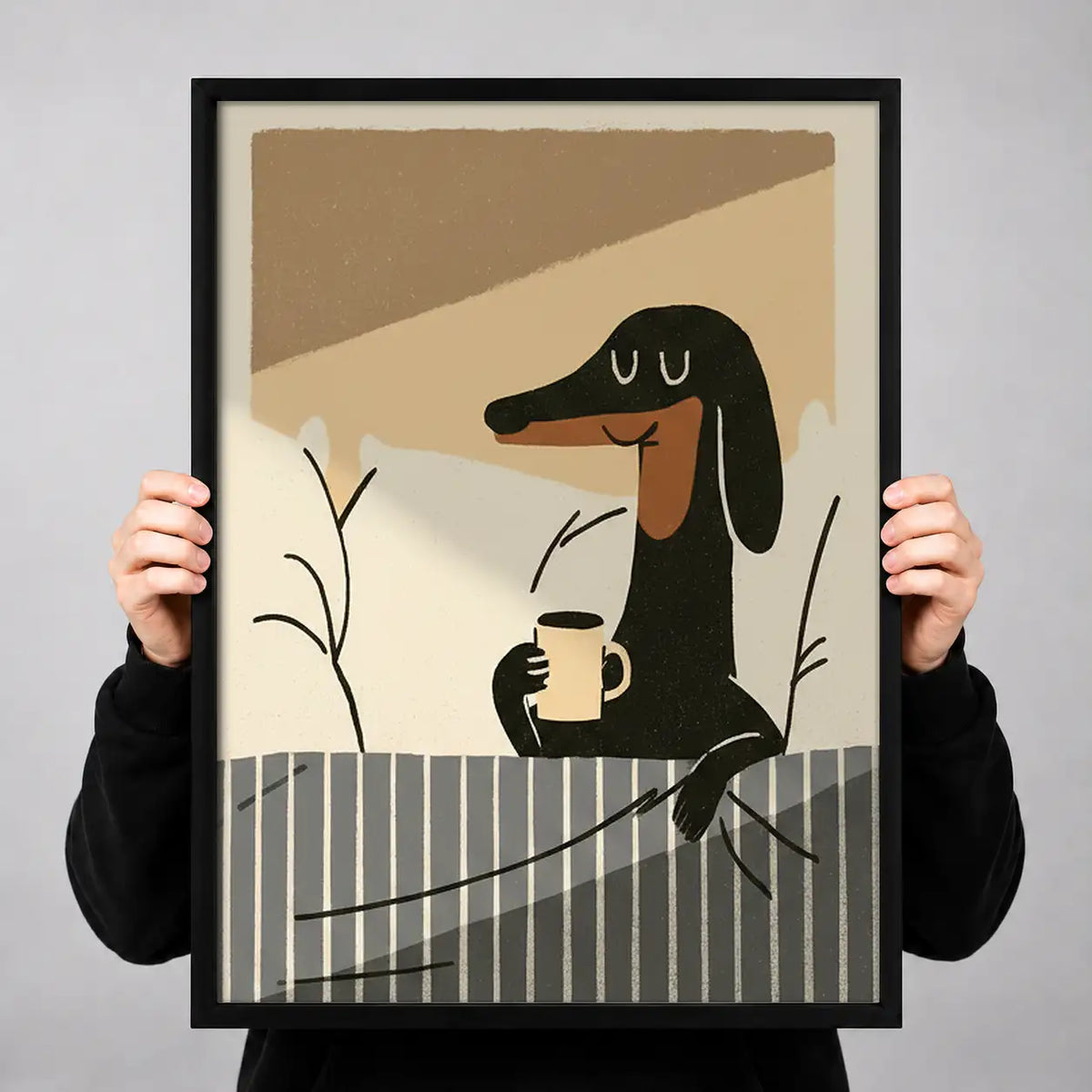 Dachshund Drinking Morning Coffee Wall Art 3