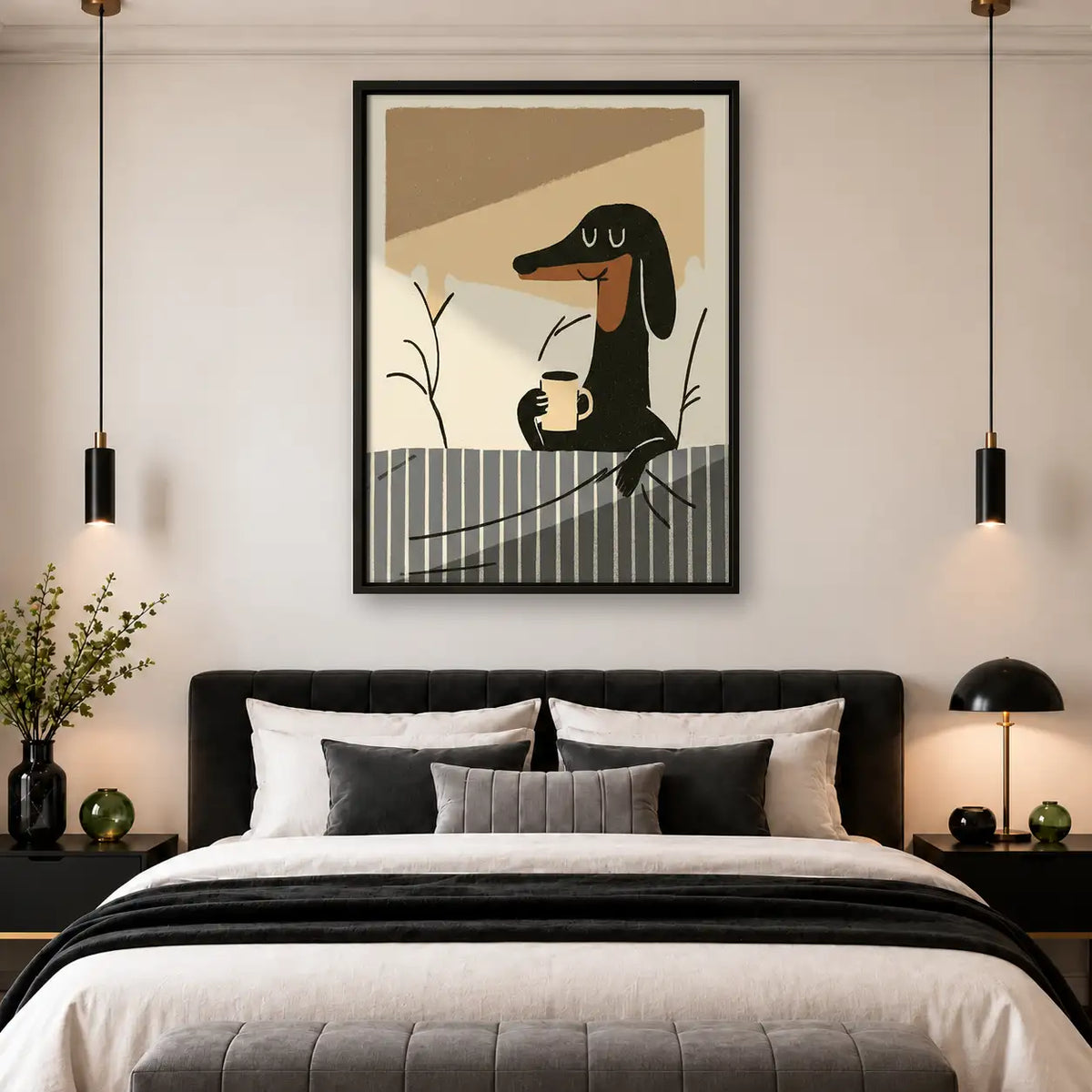 Dachshund Drinking Morning Coffee Wall Art 4