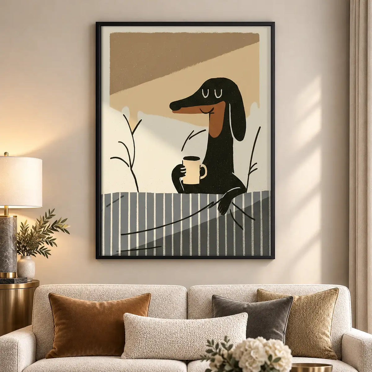 Dachshund Drinking Morning Coffee Wall Art 5