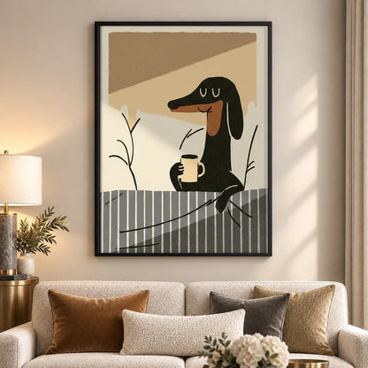 Dachshund Drinking Morning Coffee Wall Art 5
