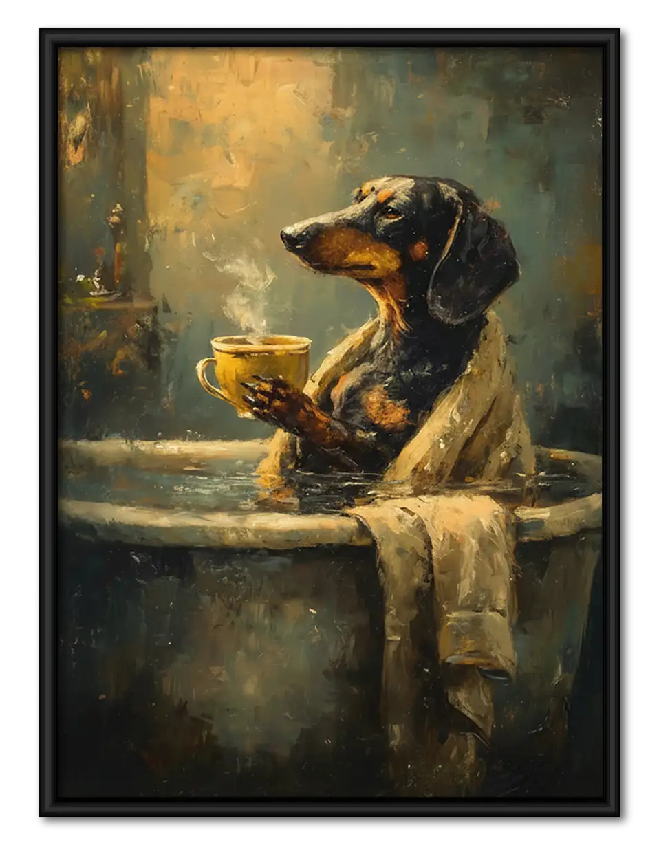 Dachshund Enjoying Whiskey Wall Art 1