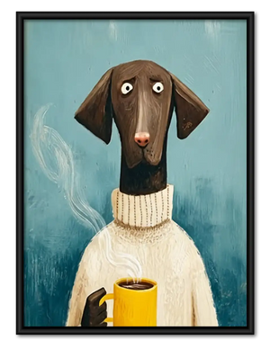Dachshund in Sweater with Yellow Mug Wall Art