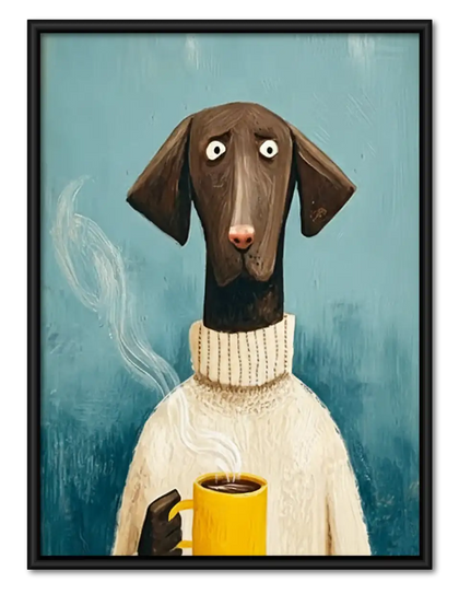Dachshund in Sweater with Yellow Mug Wall Art