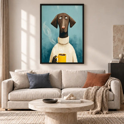 Dachshund in Sweater with Yellow Mug Wall Art 2