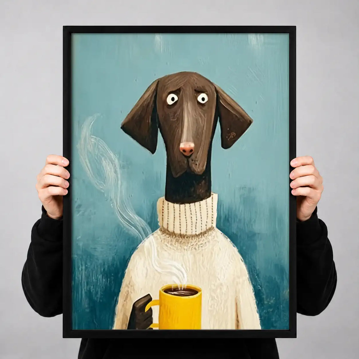 Dachshund in Sweater with Yellow Mug Wall Art 3