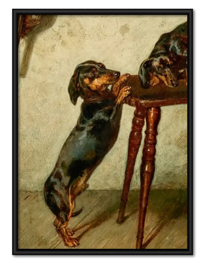 Dachshund Waiting by Table Wall Art