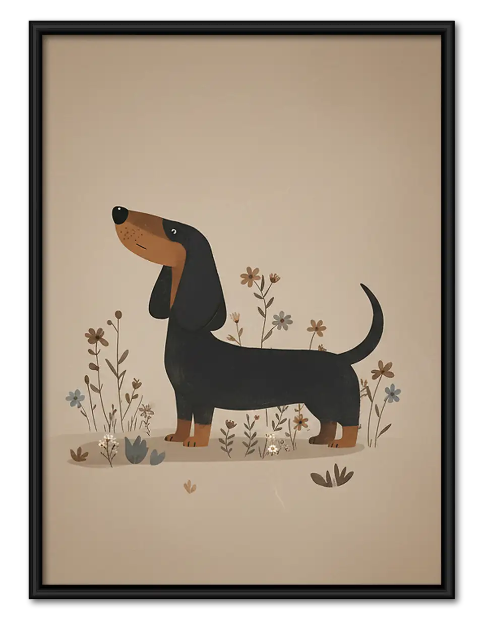Dachshund with Floral Sweater Wall Art 1