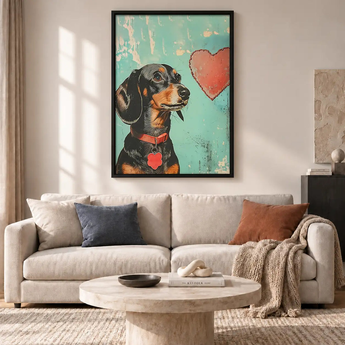 Dachshund with Pink Heart Wall Art 2