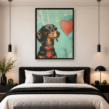 Dachshund with Pink Heart Wall Art 4