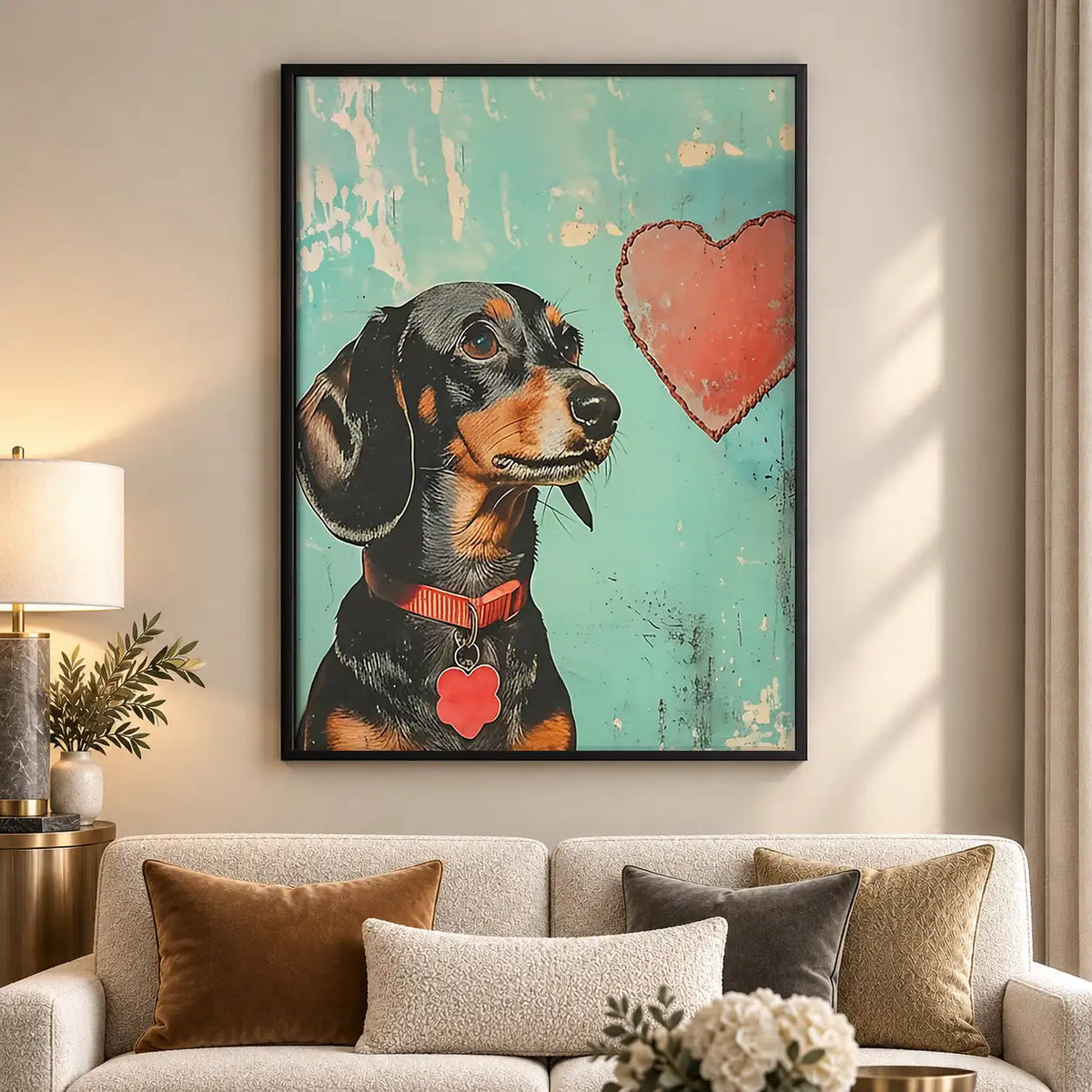 Dachshund with Pink Heart Wall Art 5