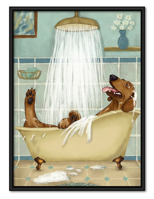 Dachshunds Enjoying Bubble Bath Wall Art