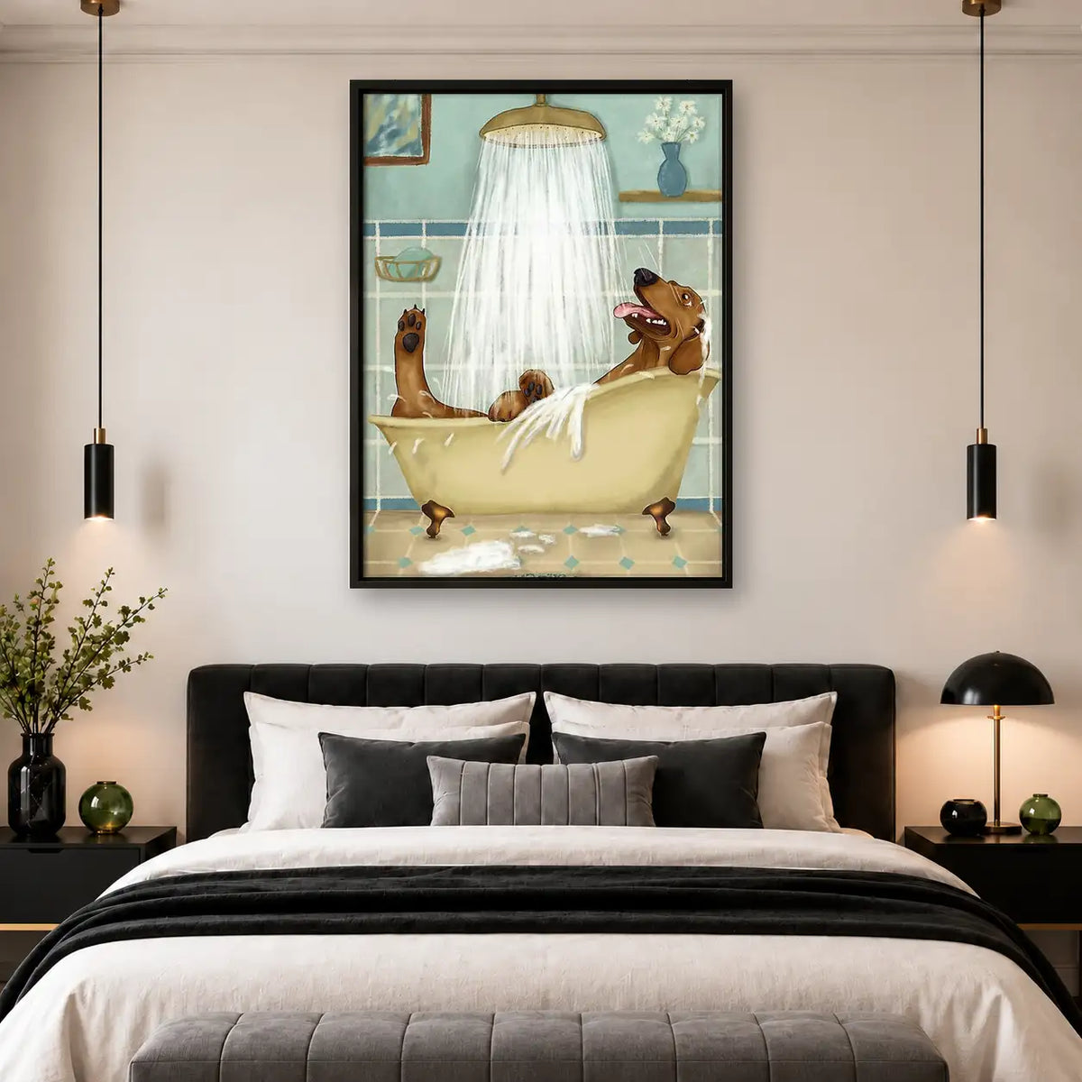 Dachshunds Enjoying Bubble Bath Wall Art 4