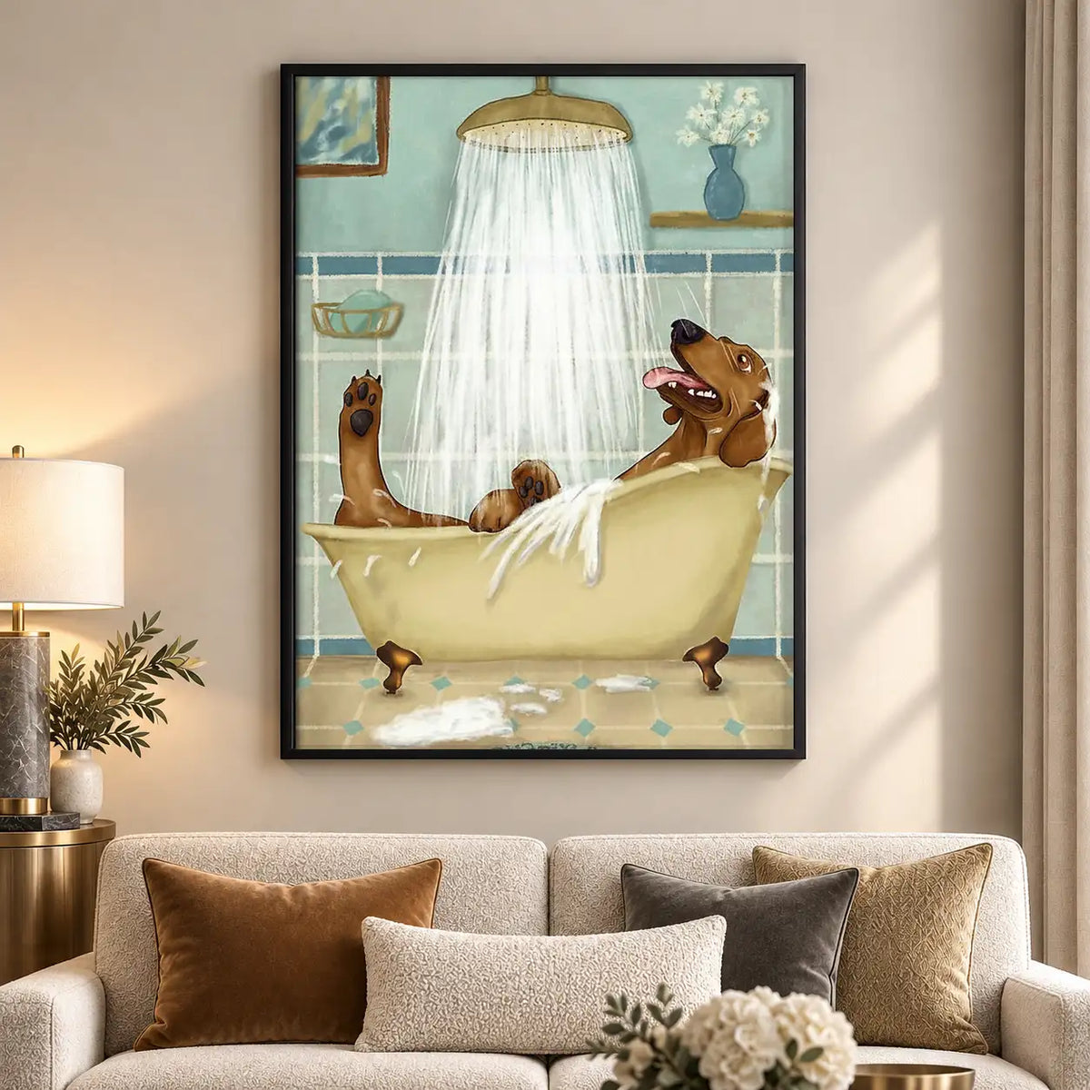 Dachshunds Enjoying Bubble Bath Wall Art 5