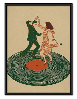 Dancing Couple on Vinyl Record Wall Art