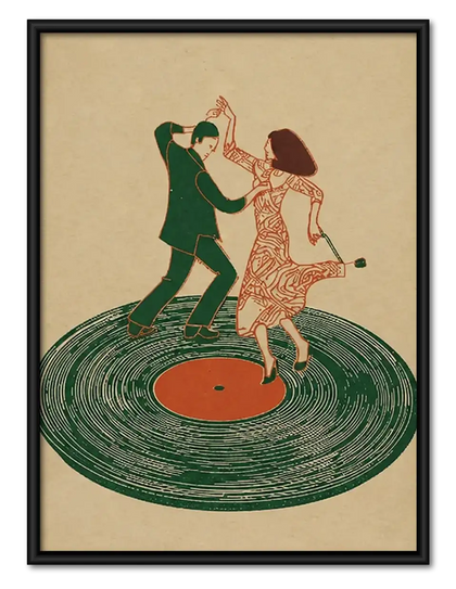 Dancing Couple on Vinyl Record Wall Art