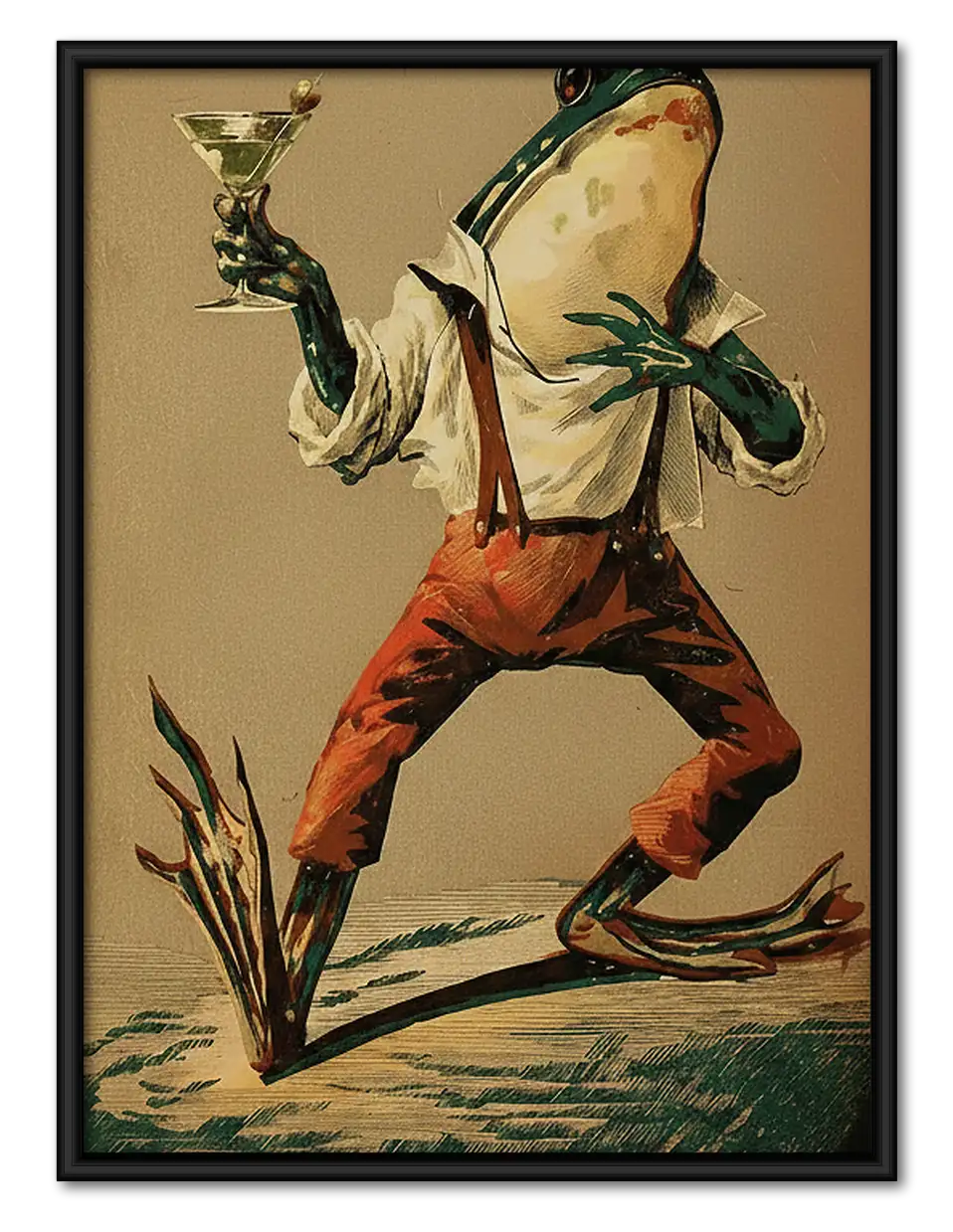 Dancing Frog in Red Trousers Wall Art 1