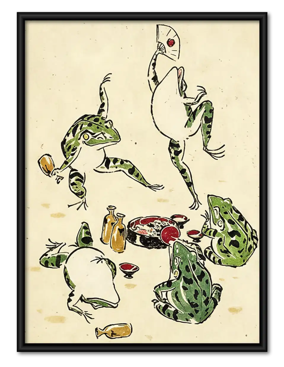 Dancing Frogs Japanese Print Wall Art 1