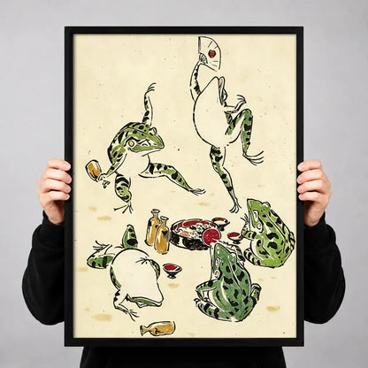 Dancing Frogs Japanese Print Wall Art 3