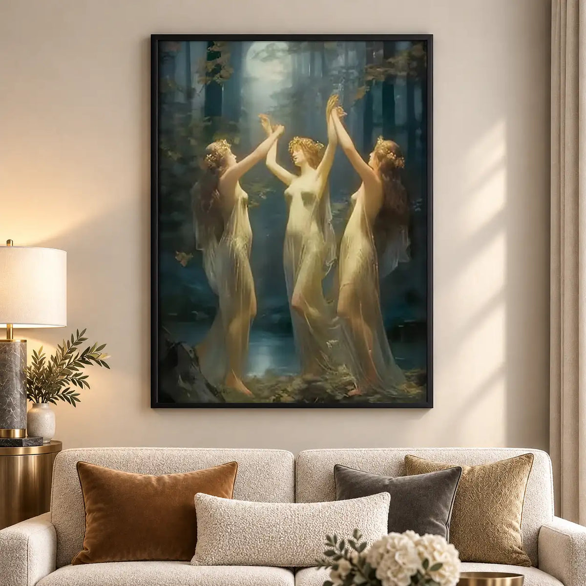 Dancing Women in Moonlit Forest Wall Art 5
