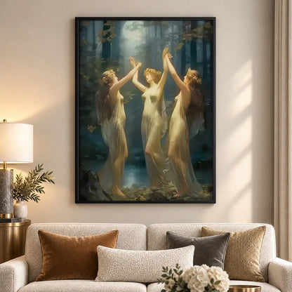 Dancing Women in Moonlit Forest Wall Art 5