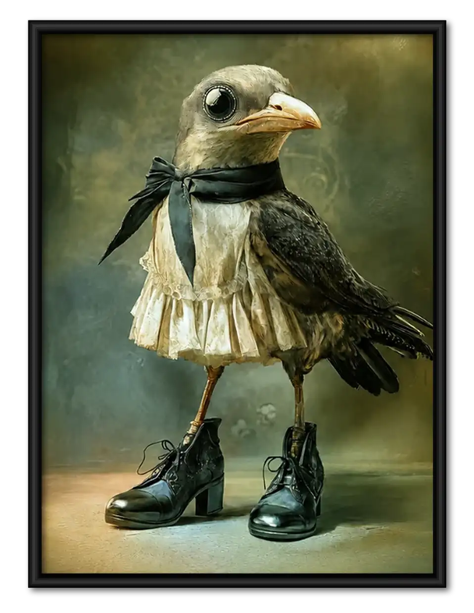 Dapper Bird in Scarf and Boots Wall Art 1