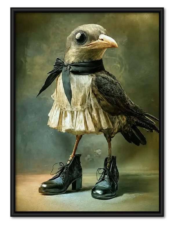Dapper Bird in Scarf and Boots Wall Art