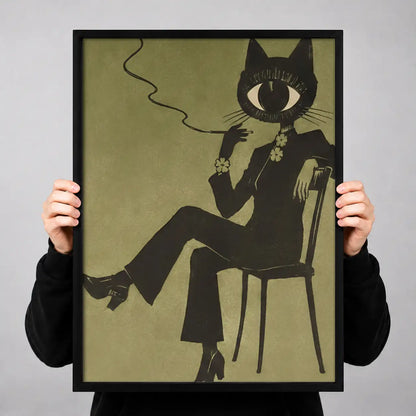 Dapper Black Cat Smoking in Chair Wall Art 3