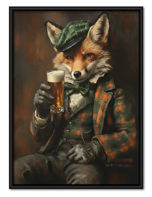 Dapper Fox Drinking Beer Wall Art