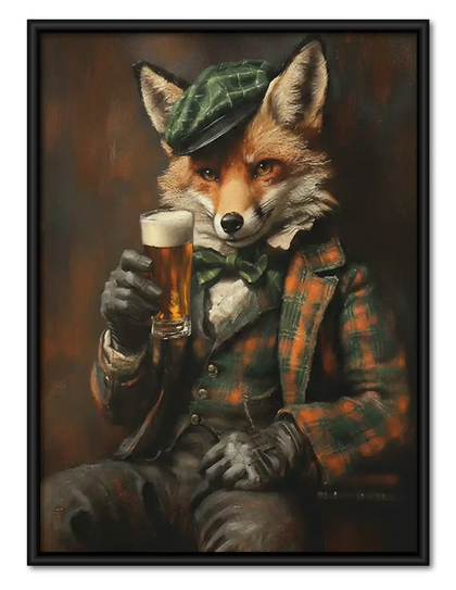 Dapper Fox Drinking Beer Wall Art