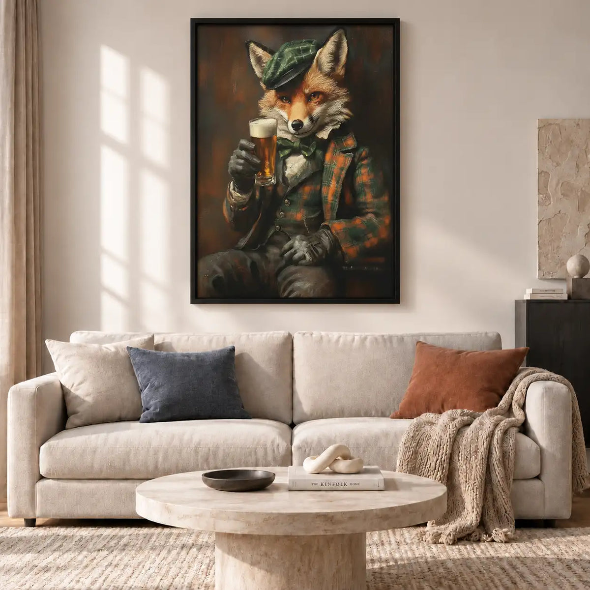 Dapper Fox Drinking Beer Wall Art 2