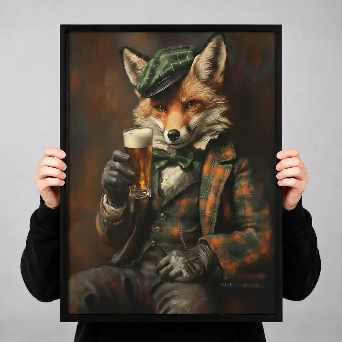 Dapper Fox Drinking Beer Wall Art 3