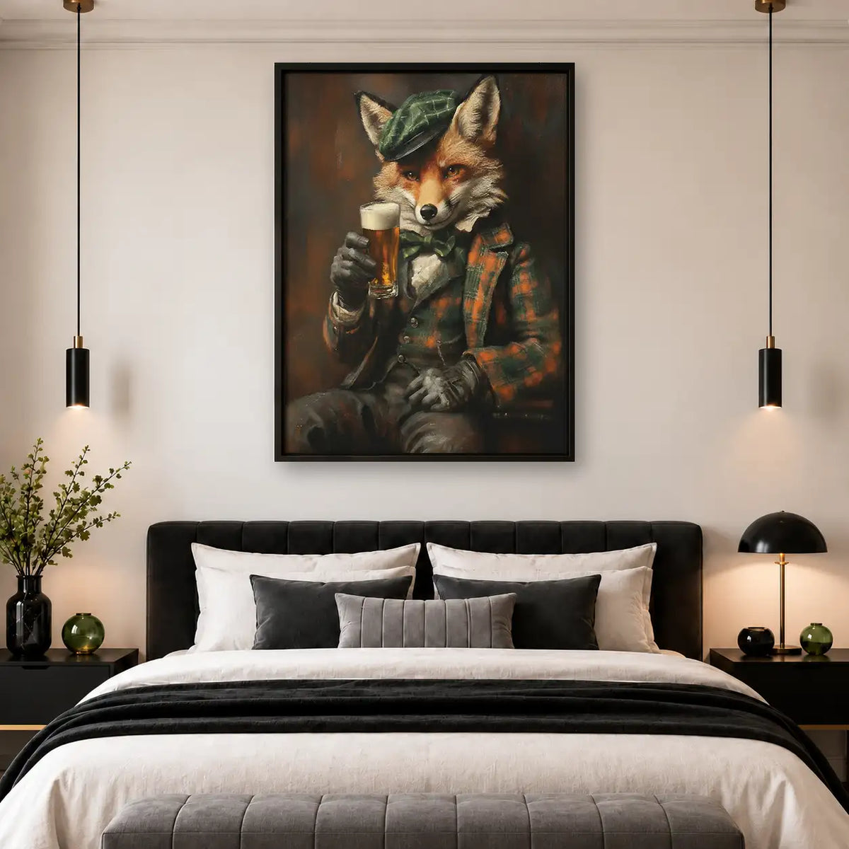 Dapper Fox Drinking Beer Wall Art 4