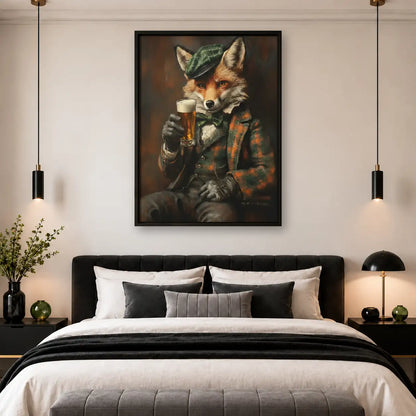 Dapper Fox Drinking Beer Wall Art 4